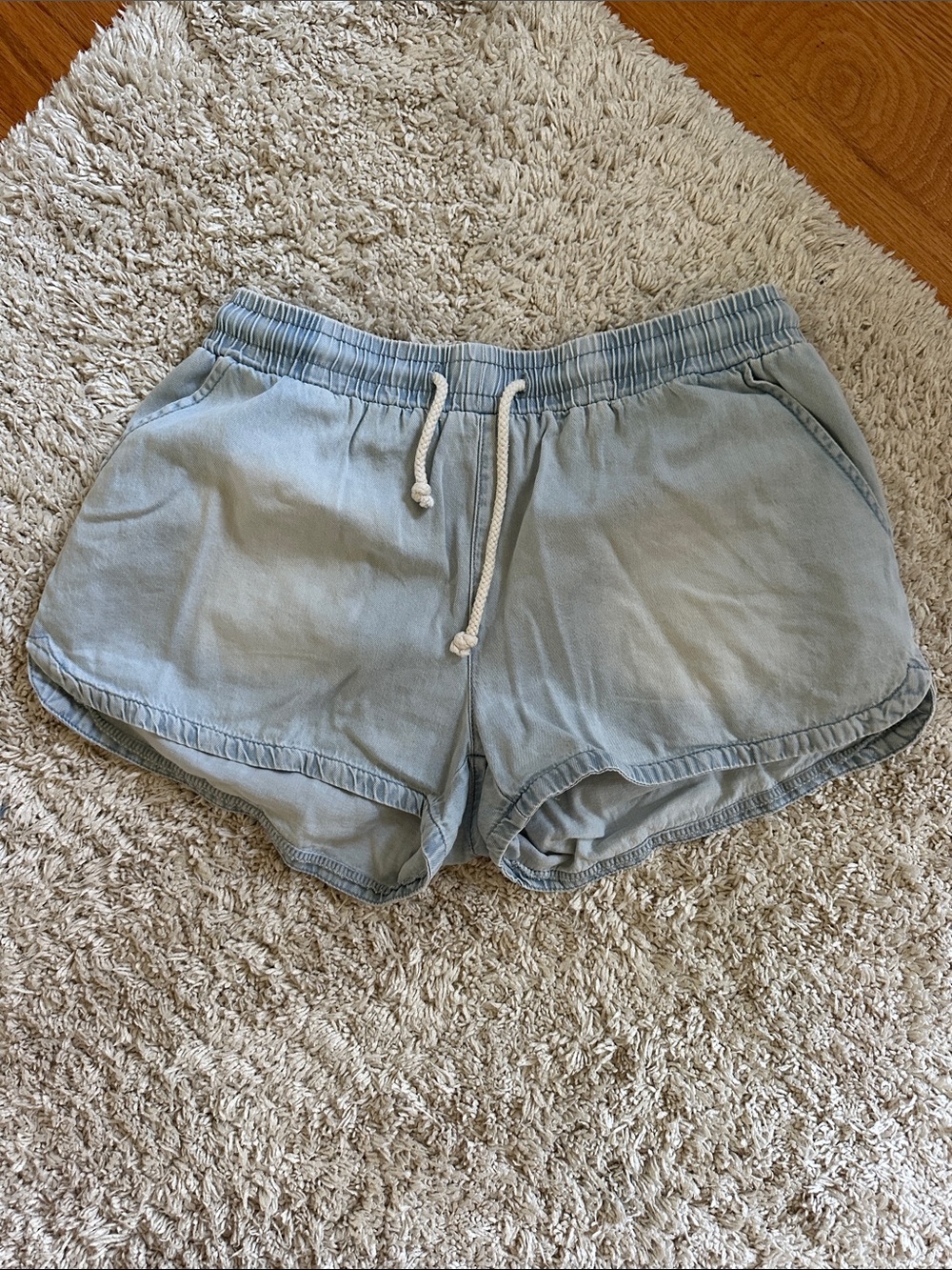 Ocean Drive - Light Blue Denim Women's  Drawstring Shorts